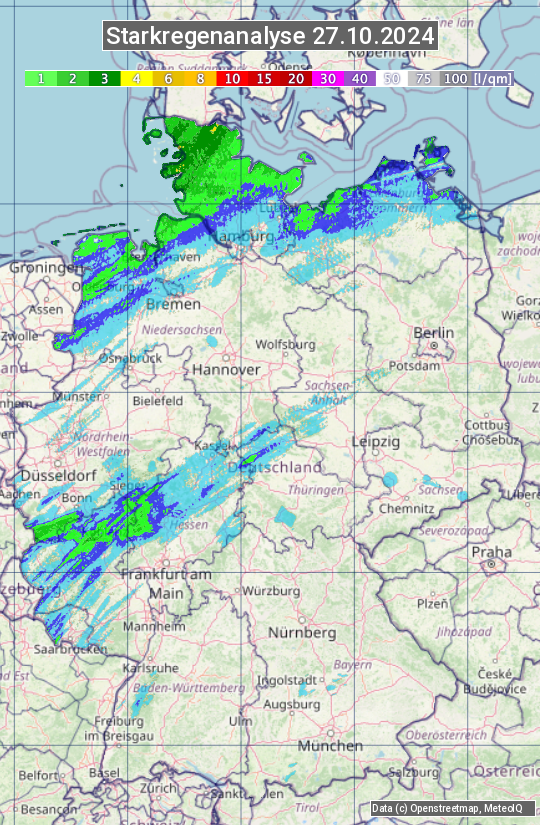 Karte mit Unwetteranalyse