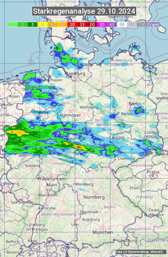 Karte mit Unwetteranalyse