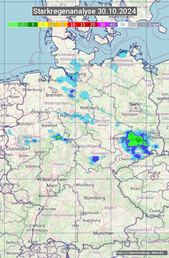 Karte mit Unwetteranalyse