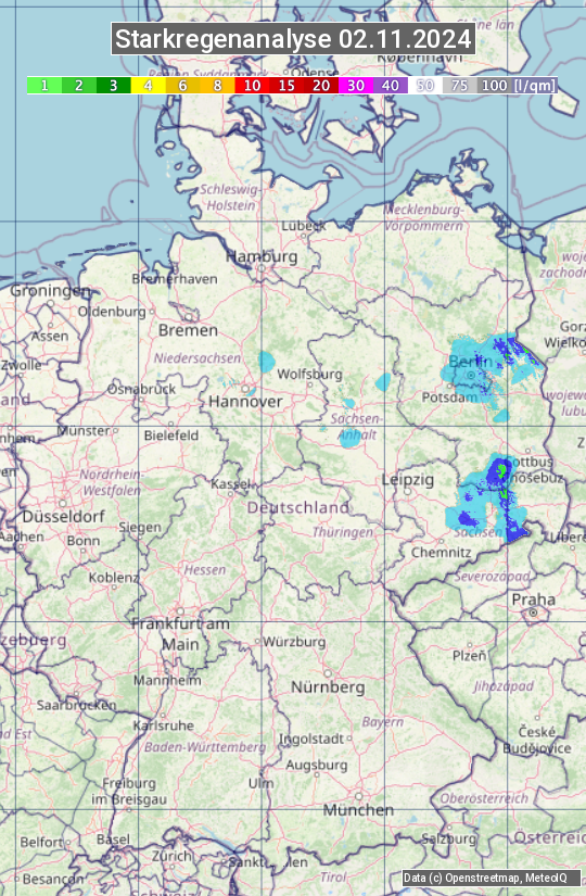 Karte mit Unwetteranalyse