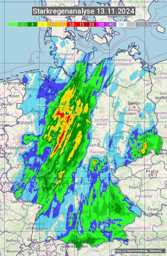 Karte mit Unwetteranalyse