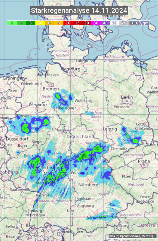 Karte mit Unwetteranalyse