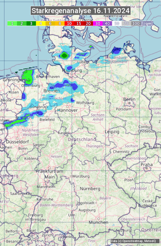 Karte mit Unwetteranalyse