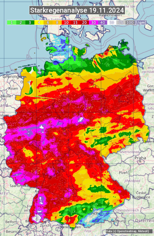 Karte mit Unwetteranalyse