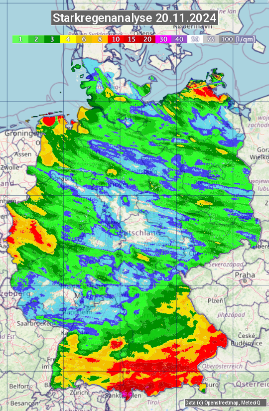 Karte mit Unwetteranalyse