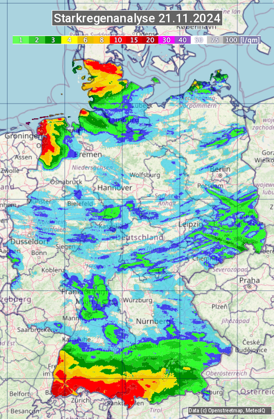 Karte mit Unwetteranalyse