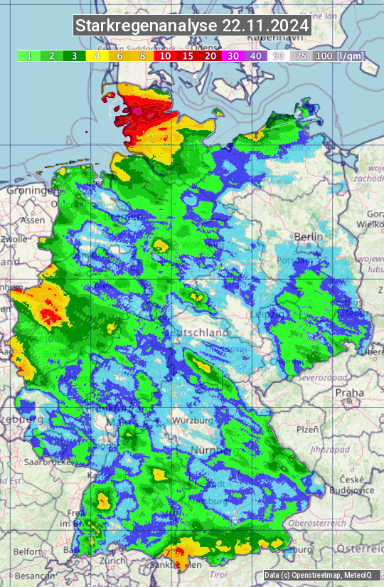 Karte mit Unwetteranalyse