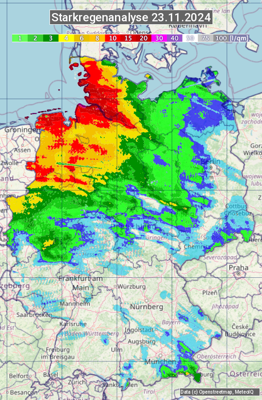 Karte mit Unwetteranalyse