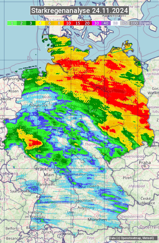 Karte mit Unwetteranalyse