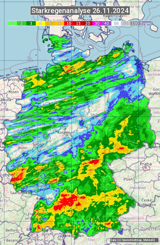 Karte mit Unwetteranalyse