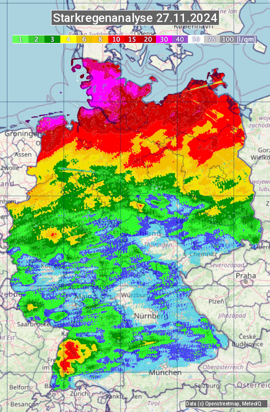 Karte mit Unwetteranalyse