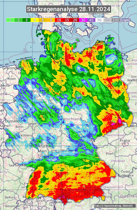 Karte mit Unwetteranalyse