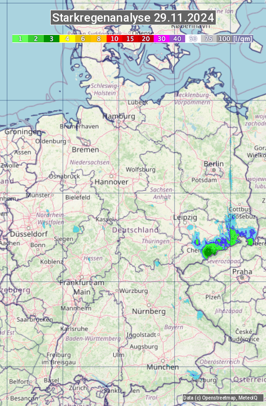 Karte mit Unwetteranalyse