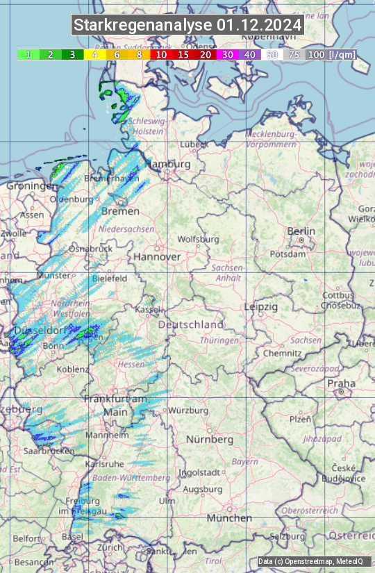 Karte mit Unwetteranalyse