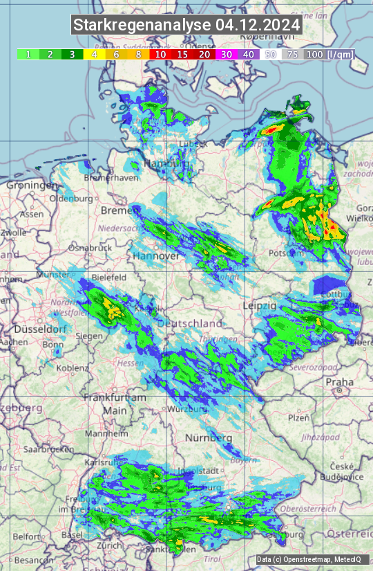 Karte mit Unwetteranalyse