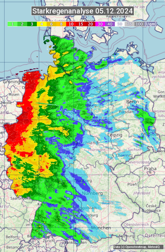 Karte mit Unwetteranalyse