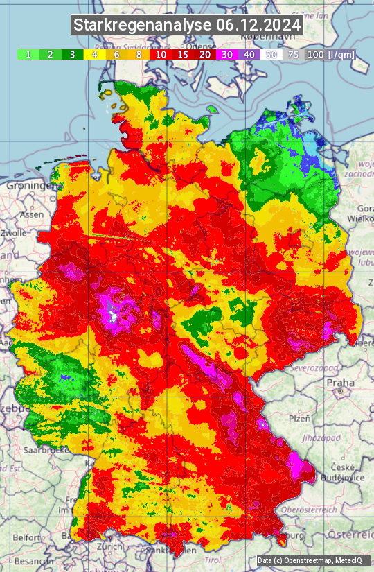 Karte mit Unwetteranalyse