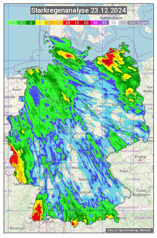 Karte mit Unwetteranalyse