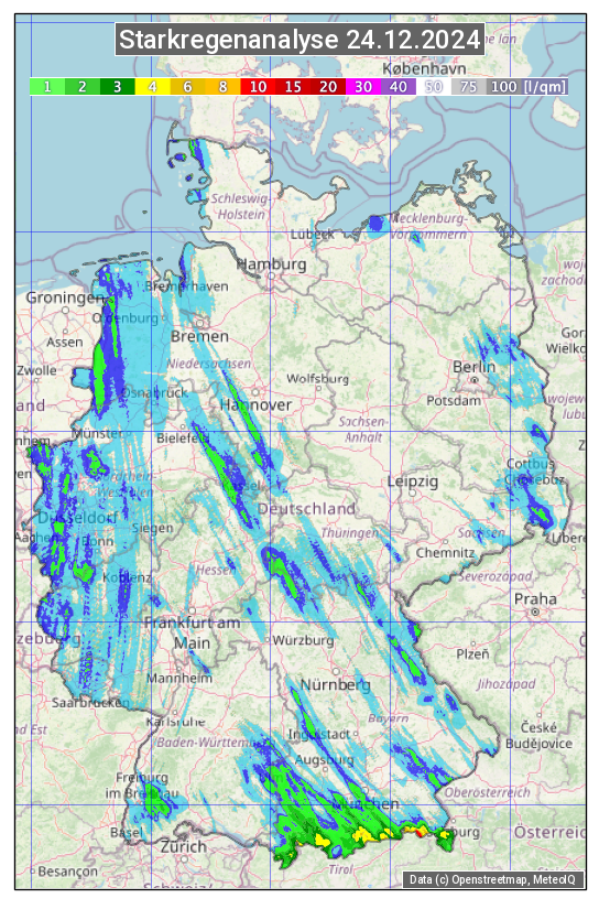 Karte mit Unwetteranalyse