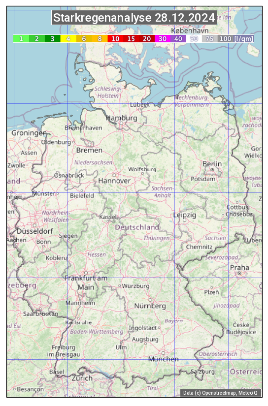 Karte mit Unwetteranalyse