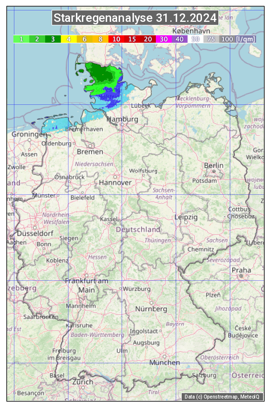 Karte mit Unwetteranalyse