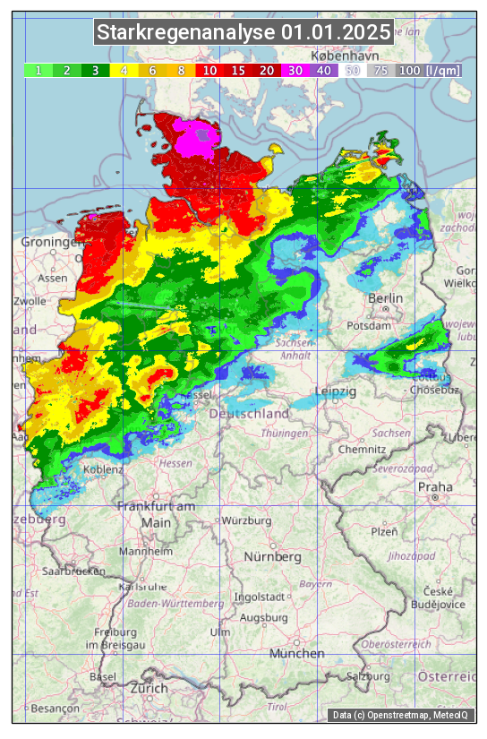 Karte mit Unwetteranalyse