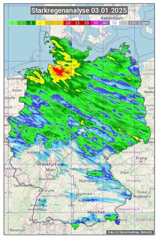 Karte mit Unwetteranalyse