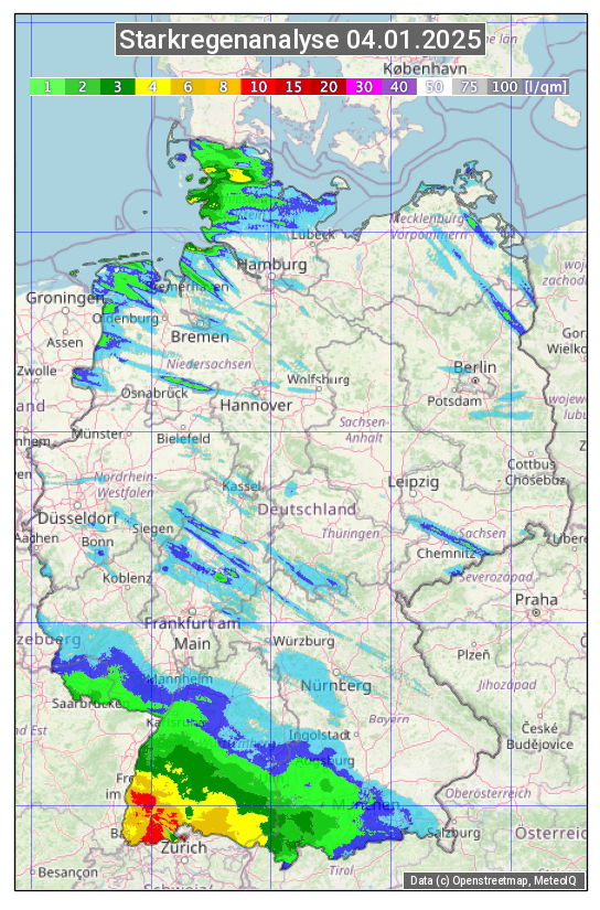 Karte mit Unwetteranalyse