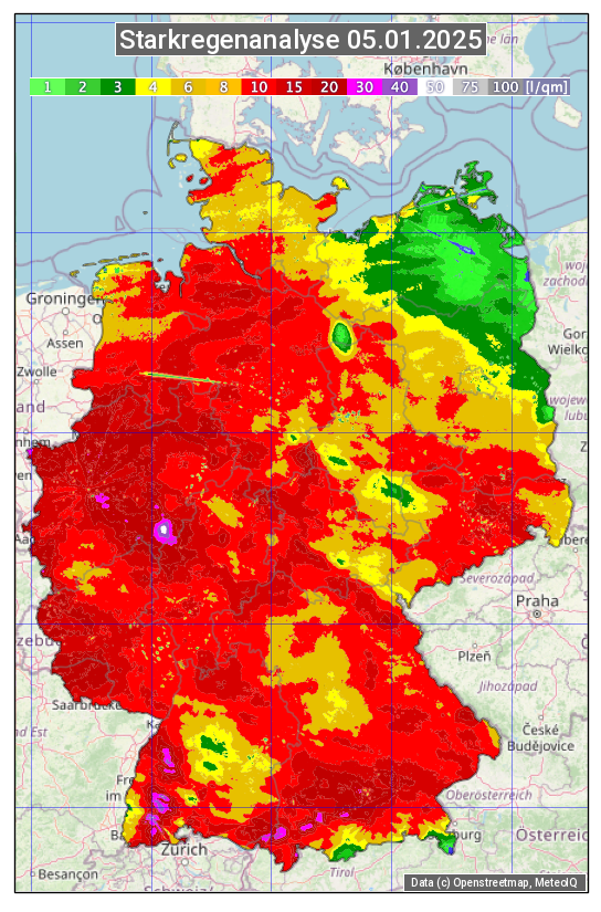 Karte mit Unwetteranalyse