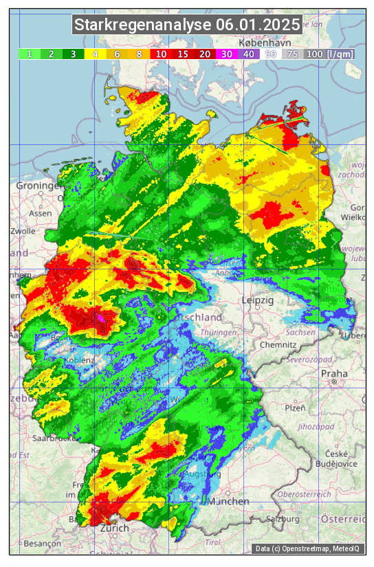 Karte mit Unwetteranalyse