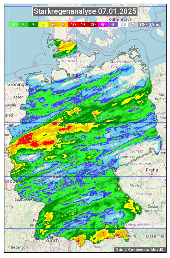 Karte mit Unwetteranalyse