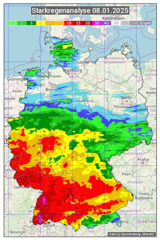 Karte mit Unwetteranalyse