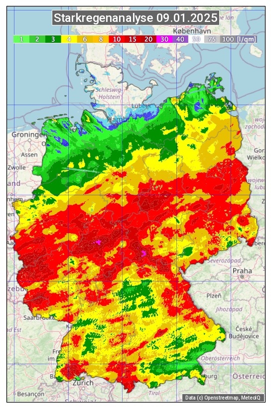 Karte mit Unwetteranalyse