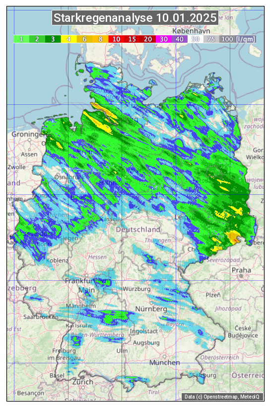 Karte mit Unwetteranalyse