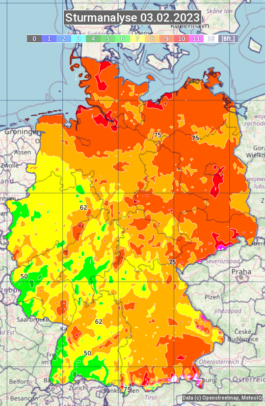 Karte mit Unwetteranalyse