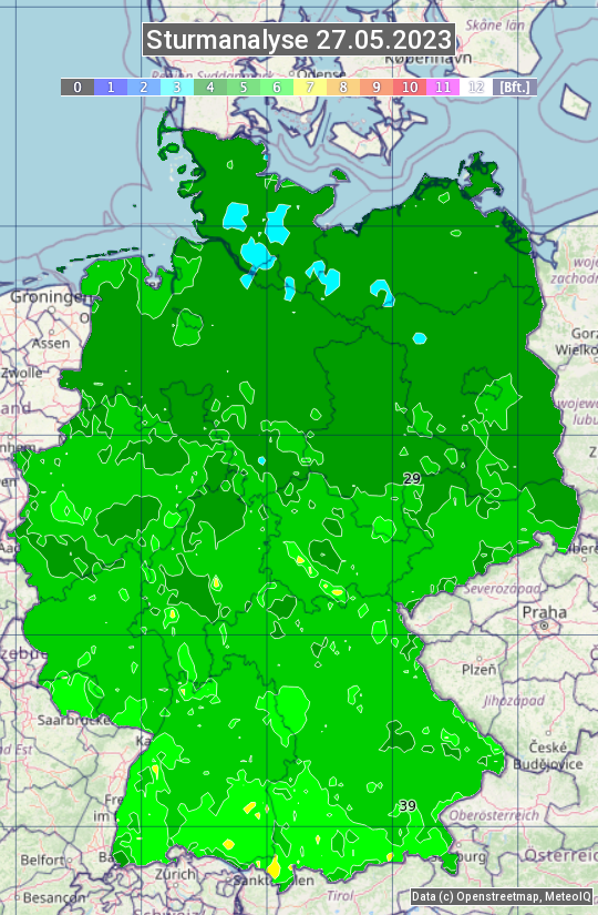 Karte mit Unwetteranalyse