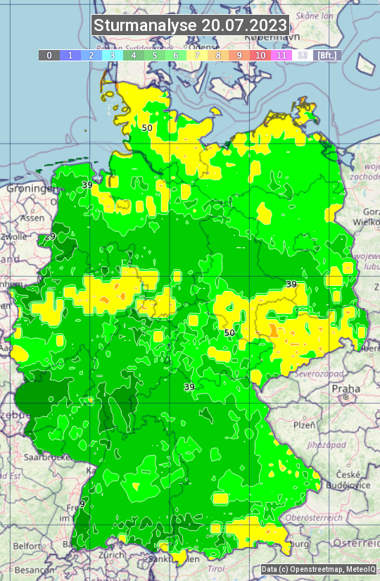 Karte mit Unwetteranalyse