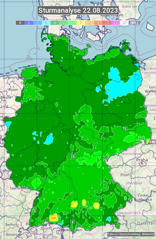 Karte mit Unwetteranalyse