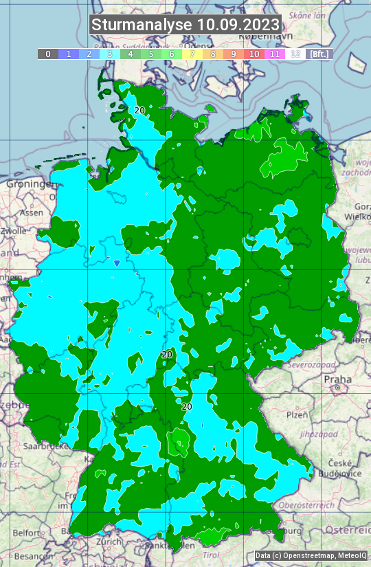 Karte mit Unwetteranalyse