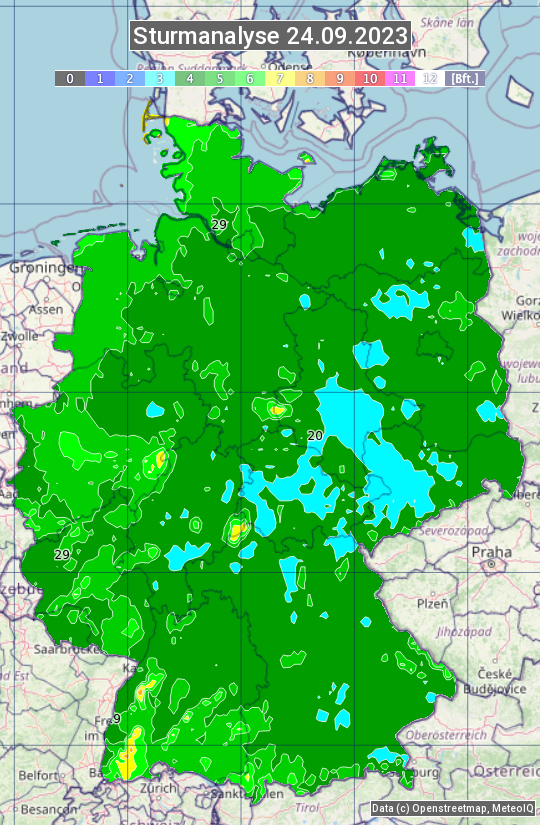 Karte mit Unwetteranalyse