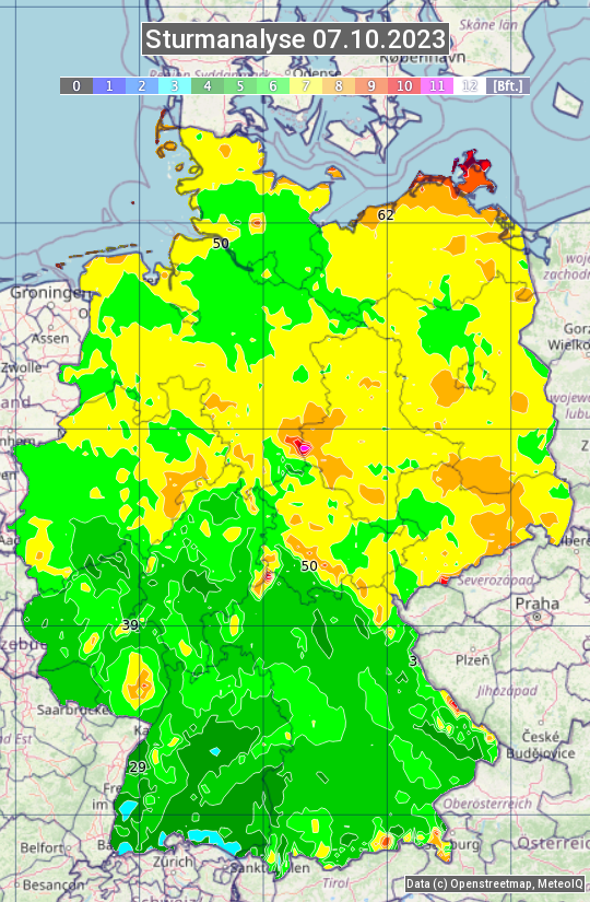 Karte mit Unwetteranalyse