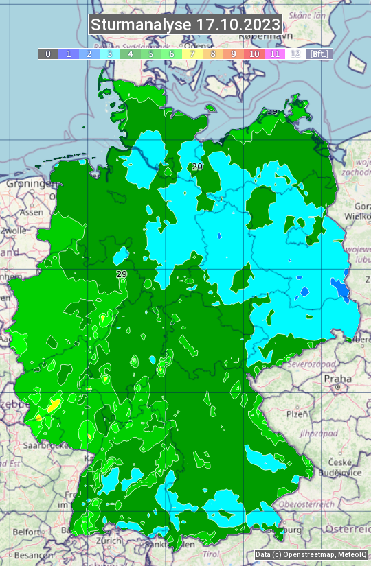 Karte mit Unwetteranalyse