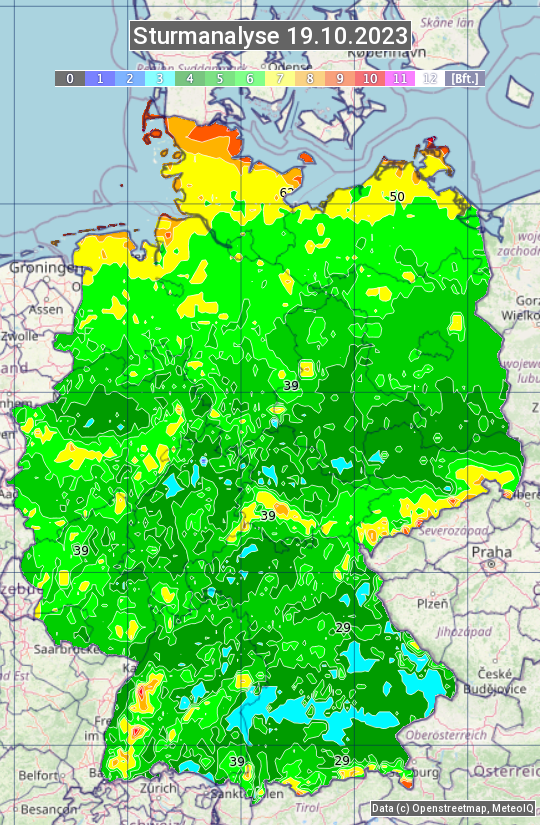 Karte mit Unwetteranalyse