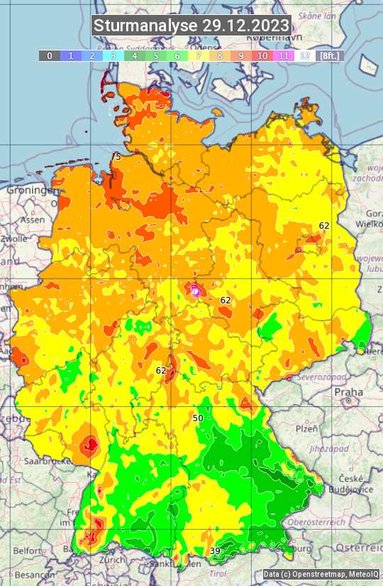 Karte mit Unwetteranalyse