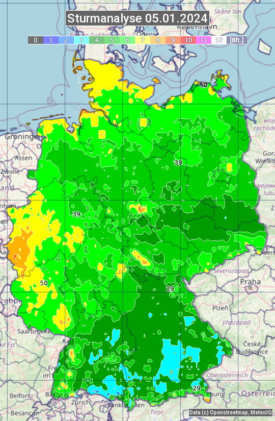 Karte mit Unwetteranalyse