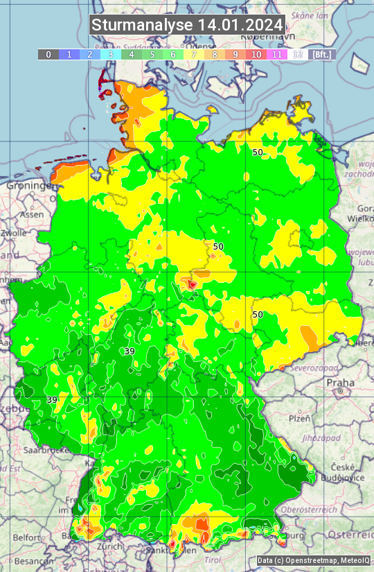 Karte mit Unwetteranalyse