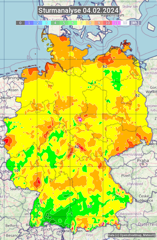 Karte mit Unwetteranalyse