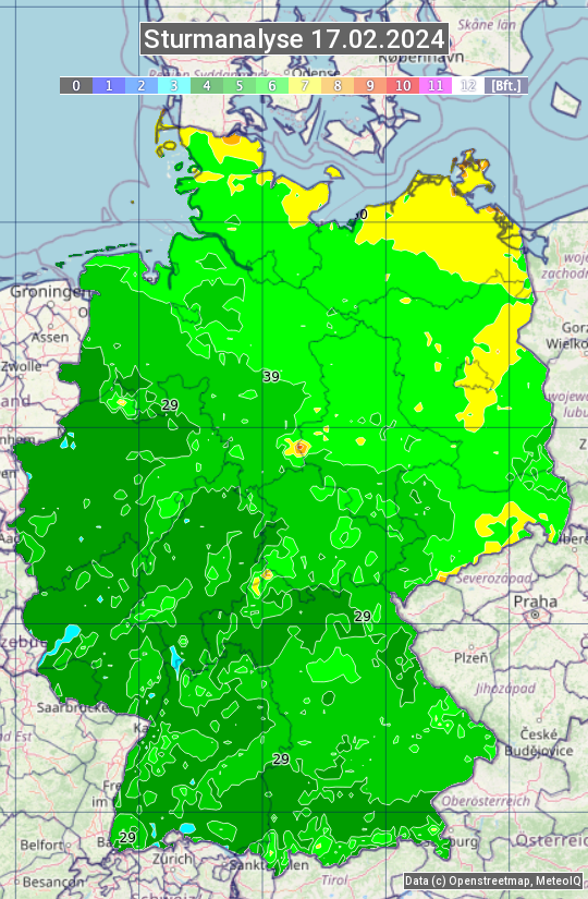 Karte mit Unwetteranalyse