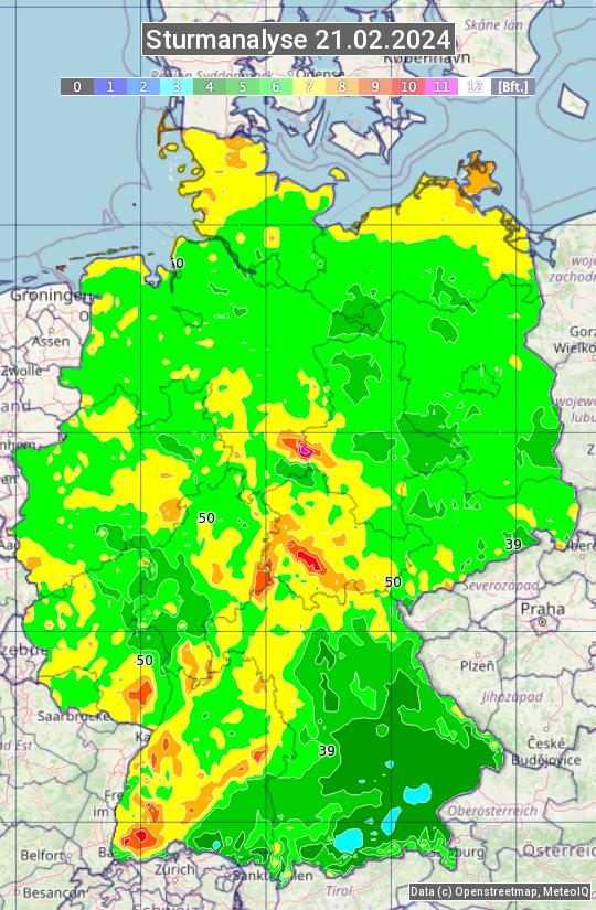 Karte mit Unwetteranalyse