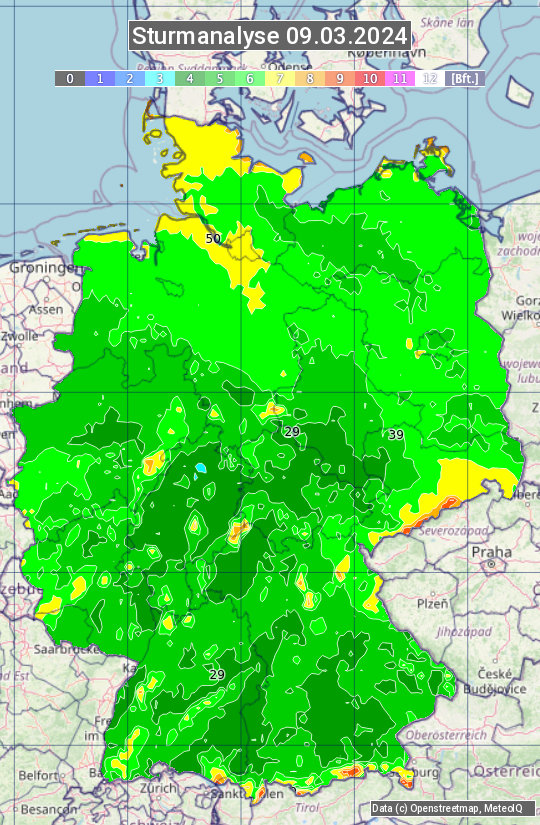 Karte mit Unwetteranalyse